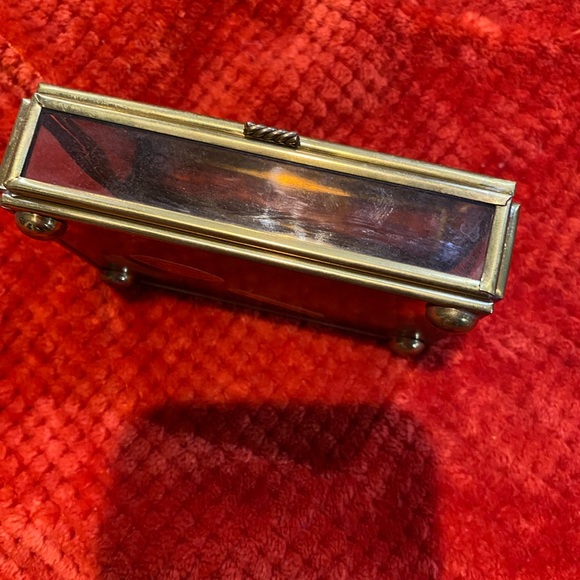 Vintage Via Vermont Brass, Stained Glass Trinket Box Made Mexico - Picture 2 of 5